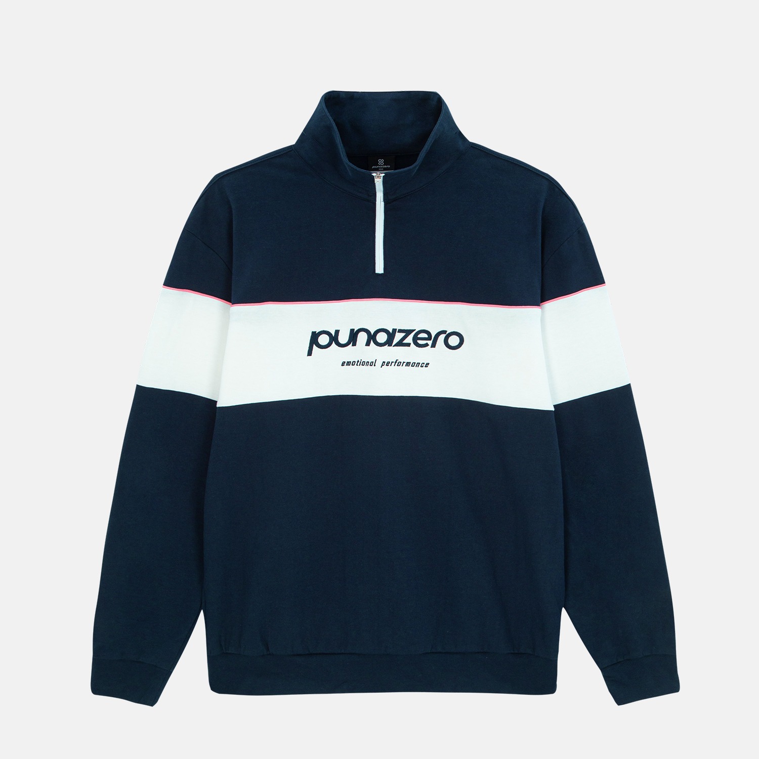 [UNI] PUNAZERO 배색 하프집업 티셔츠 PZPT-82311